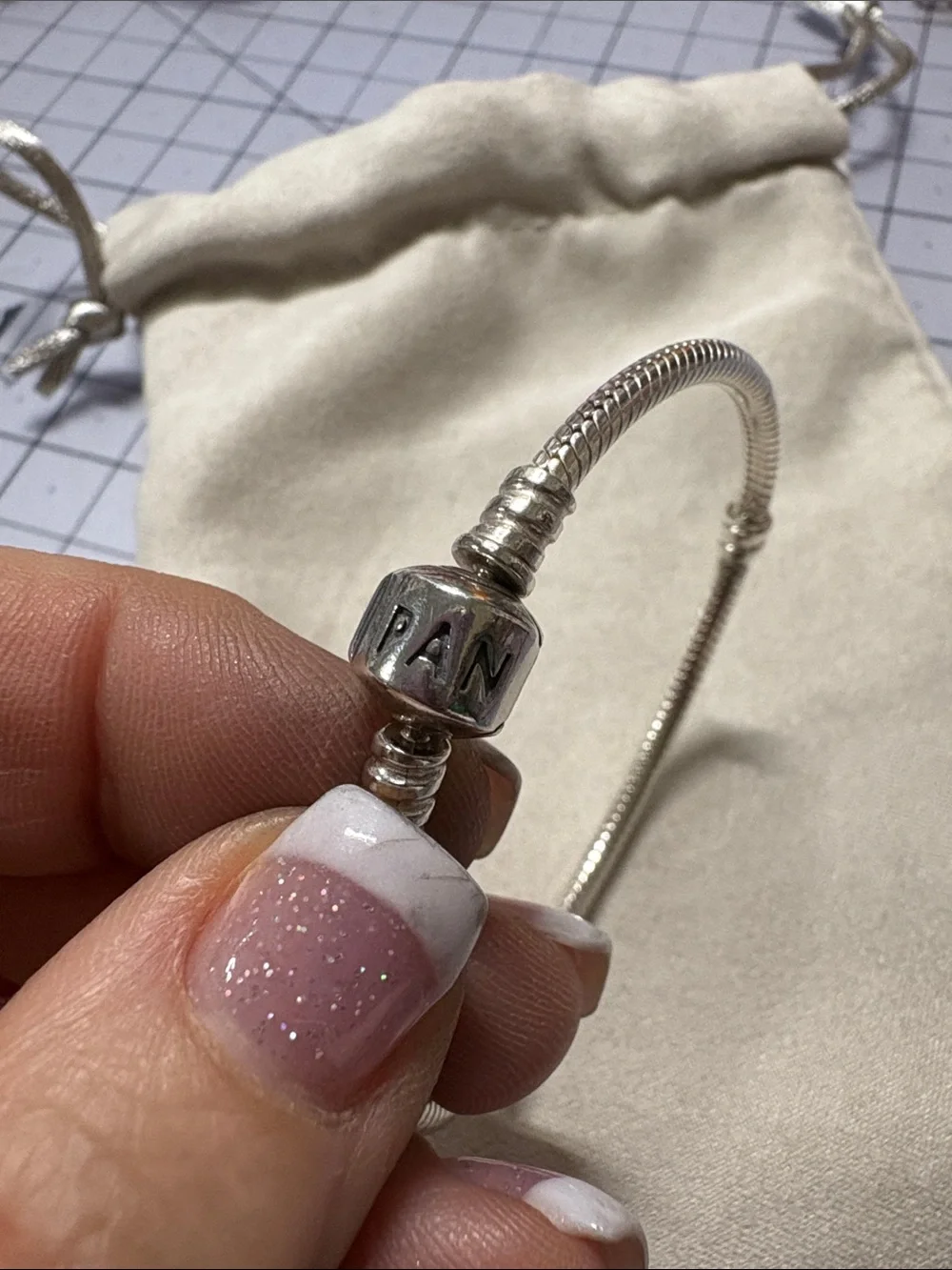 Pandora 6.5” Sterling Silver Snake Chain Bracelet with Barrel Clasp